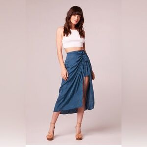 NWT Band Of Gypsies x Band Of The Free Celene Deep Teal Layered Midi Skirt.